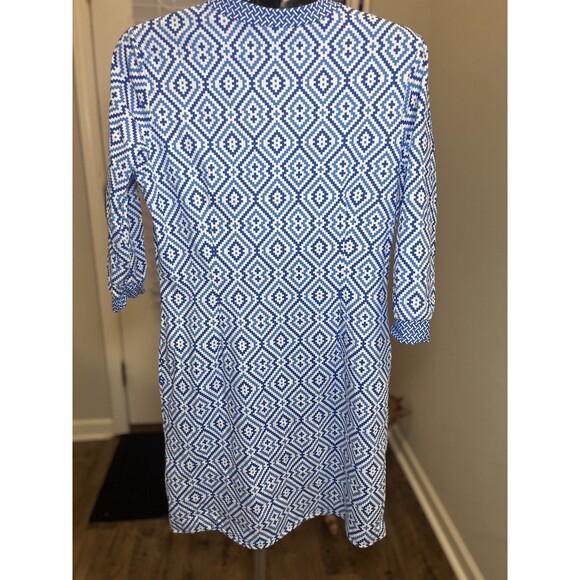 J. Mclaughlin Gisel Catalina Nylon 3/4 Sleeve U-Neck Dress Blue Women Large - Picture 4 of 11